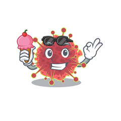 Cartoon design concept of coronaviridae having an ice cream