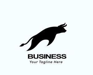 Simple bull art start jump attack logo design inspiration