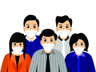 People wearing medical mask vector illustration