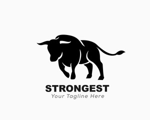 front view bullfighter ready to attack bull logo design inspiration