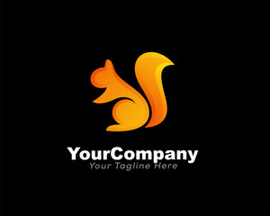 orange Simple stand squirrel art logo design inspiration