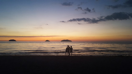 Bright and beautiful sunset on the sea taking from the phone