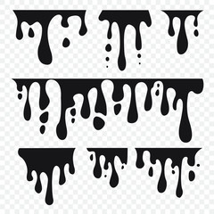 Paint dripping. Dripping liquid. Paint flows. Current inks. Vector illustration.