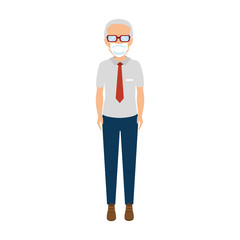 old man with face mask isolated icon vector illustration design