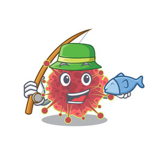 Cartoon design concept of coronaviridae while fishing