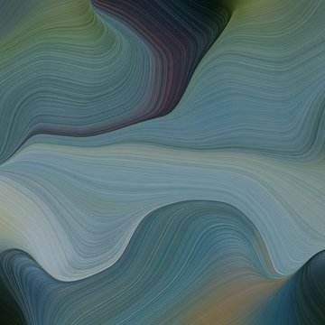 elegant square graphic with waves. modern soft swirl waves background illustration with dim gray, very dark blue and dark gray color © Eigens