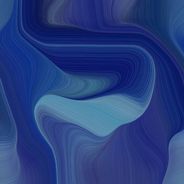 elegant dynamic square graphic. smooth swirl waves background design with midnight blue, steel blue and teal blue color © Eigens