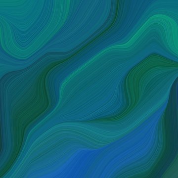 elegant beautiful square graphic with teal green, strong blue and very dark blue color. smooth swirl waves background design © Eigens