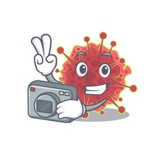 coronaviridae mascot design as a professional photographer working with camera