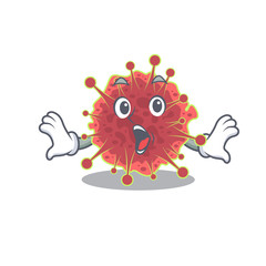 Cartoon design style of coronaviridae has a surprised gesture