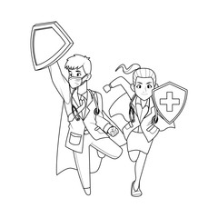 super doctors couple with shield characters