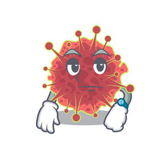 Mascot design of coronaviridae showing waiting gesture