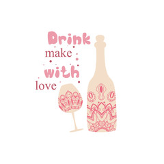 Modern indian red design for alcohol bottle and amarula glass. Vector