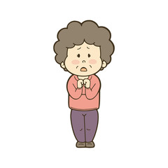 不安を感じている高齢者　女性