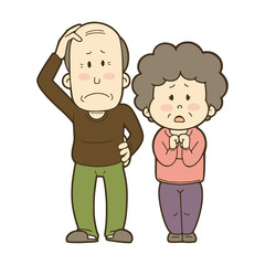 不安を感じている高齢者　男性と女性