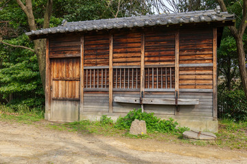 An old wooden warehouse in rural Japan.