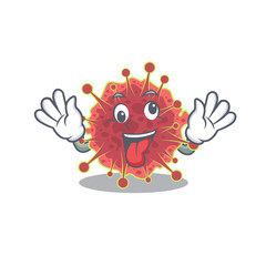 A cartoon design of coronaviridae having a crazy face