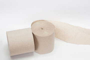 Roll of toilet paper. Two rolls of paper. Simple toilet paper on a white background. A skein of paper for the toilet.