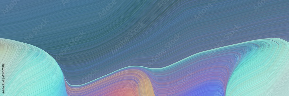 Poster decorative background graphic with smooth swirl waves background design with slate gray, teal blue and ash gray color