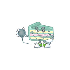 A dedicated Doctor vanilla slice cake Cartoon character with stethoscope