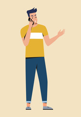 Young man using smartphone. People communicate  in your phone.