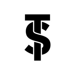 T, S, ts, st letter vector logo illustration