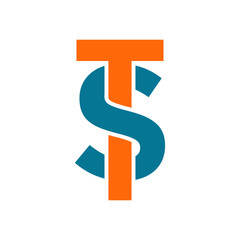 T, S, ts, st letter vector logo illustration