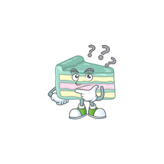 Vanilla slice cake mascot design concept having confuse gesture
