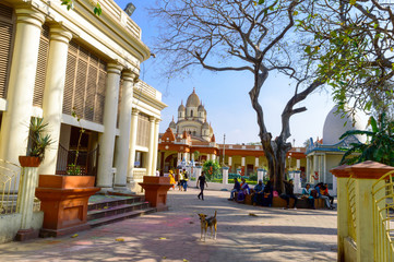 Dakshineswar Kali Mandir Temple Built in navaratna or nine spires style on high platform. Sunset...