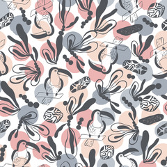 Tropical birds seamless pattern. Vector background.