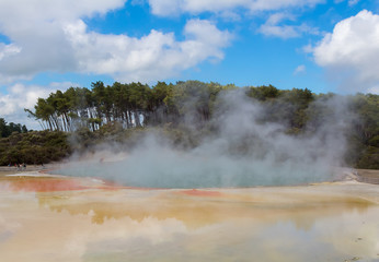 Champagne pool view at Waiotapu thermal wonderland, also Wai-O-Tapu, Rotorua, north island, New Zealand