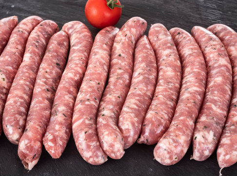pork sausages in studio