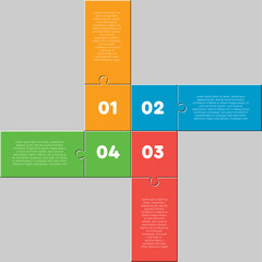 Four pieces puzzle square diagram info graphic