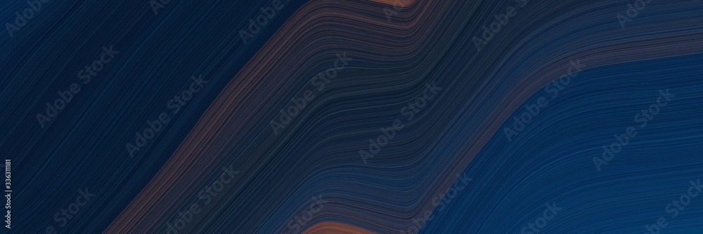 Poster elegant flowing designed horizontal banner with very dark blue, midnight blue and old mauve colors. 