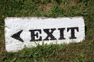 Land's End area (England), UK - August 16, 2015: Land's End exit sign, Cornwall, England, United Kingdom.