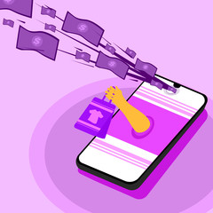 e-commerce concept,shopping online by smartphone