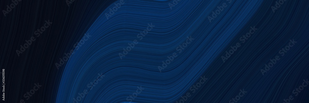 Poster elegant moving banner with very dark blue, midnight blue and black colors. fluid curved lines with d