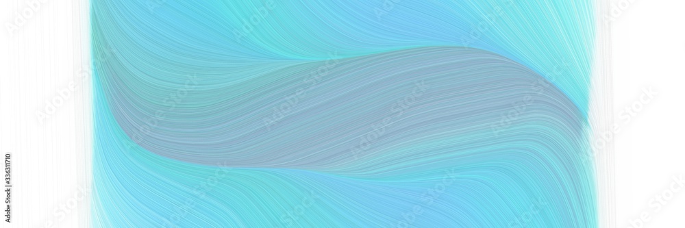Poster elegant dynamic banner design with sky blue, white smoke and pale turquoise colors. fluid curved lin