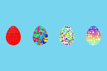 multicolor hearts pattern in easter eggs. illustrations graphic design abstract pattern gradient isolate on blue background