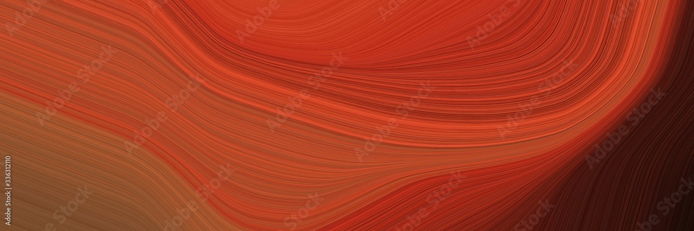 Poster elegant artistic horizontal header with sienna, firebrick and very dark pink colors. fluid curved lines with dynamic flowing waves and curves