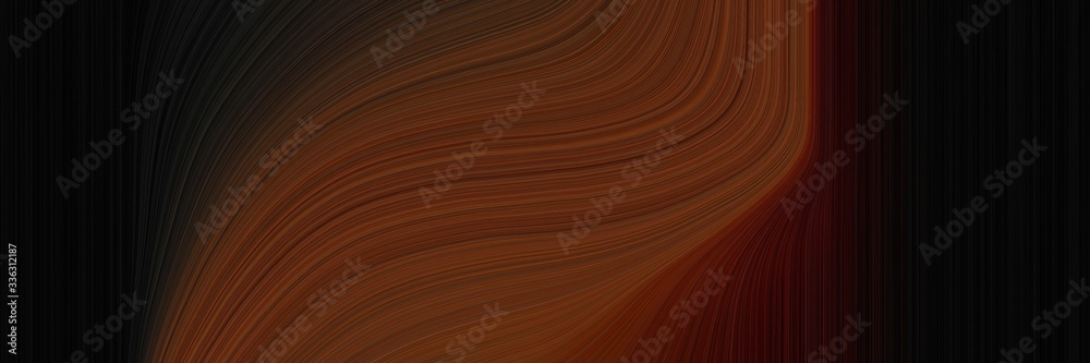 Poster elegant artistic header with black, dark red and chocolate colors. fluid curved flowing waves and cu