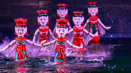 Traditional Vietnamese performance water puppet theatre show in Hanoi, Water puppetry, Hanoi,...