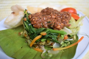 Culinary food from Indonesia, known as Pecel Rice