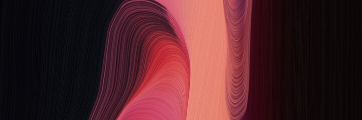 elegant dynamic horizontal banner with very dark pink, indian red and old mauve colors. fluid curved flowing waves and curves