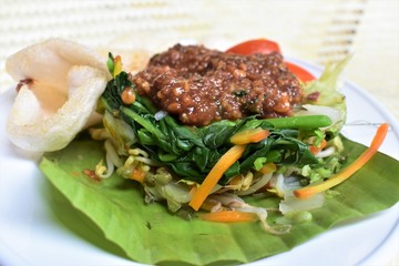 Culinary food from Indonesia, known as Pecel Rice