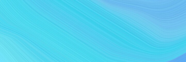 elegant colorful designed horizontal banner with medium turquoise, light sky blue and turquoise colors. fluid curved flowing waves and curves