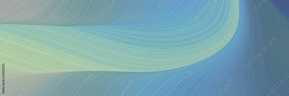 Poster elegant moving horizontal header with cadet blue, ash gray and teal blue colors. fluid curved flowing waves and curves