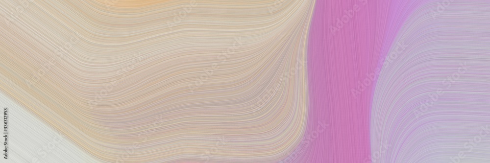 Poster elegant surreal designed horizontal header with silver, pastel violet and thistle colors. fluid curved lines with dynamic flowing waves and curves