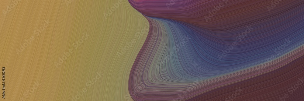 Poster elegant decorative horizontal banner with pastel brown, old mauve and dark slate gray colors. fluid curved lines with dynamic flowing waves and curves