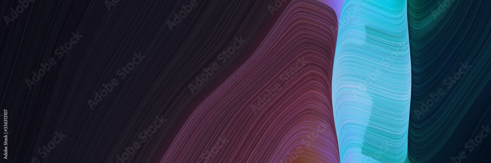 Poster elegant surreal banner design with very dark blue, medium turquoise and old mauve colors. fluid curved lines with dynamic flowing waves and curves